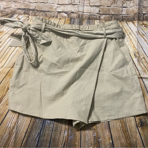 Wishlist Beige Khaki Stretch Belted Waist Skirt Skort - Picture 1 of 5